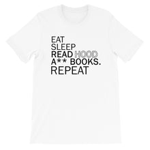 Load image into Gallery viewer, Eat Sleep Read Hood A** Books Unisex T-Shirt Winter Wonderland Pre-order