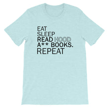 Load image into Gallery viewer, Eat Sleep Read Hood A** Books Unisex T-Shirt Winter Wonderland Pre-order